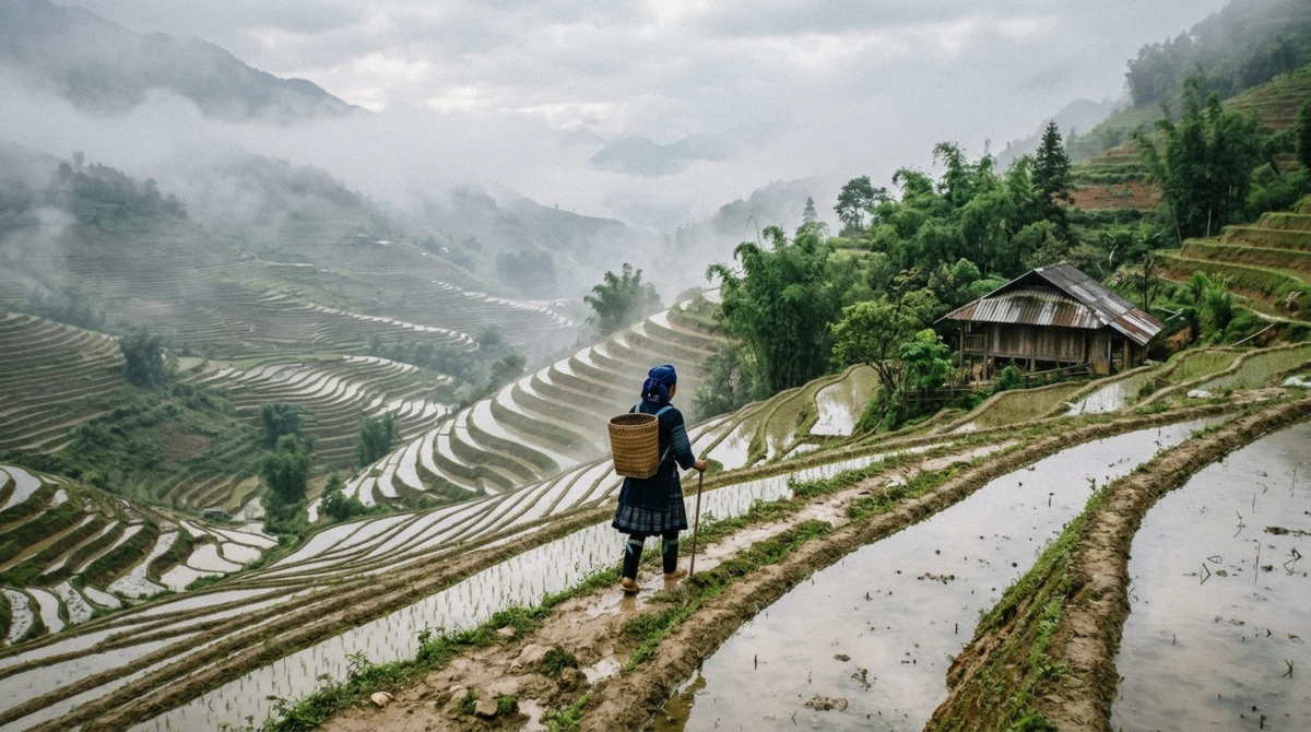 Terraced rice fields in the Muong Hoa valley near Sapa, the starting point for a Ha Giang loop from Sapa in northern Vietnam